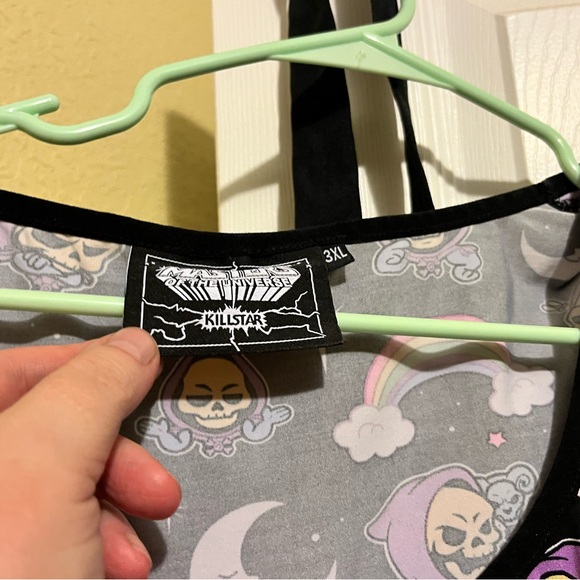 Killstar Gray Dress with Skull and Rainbow Design - Picture 2 of 2